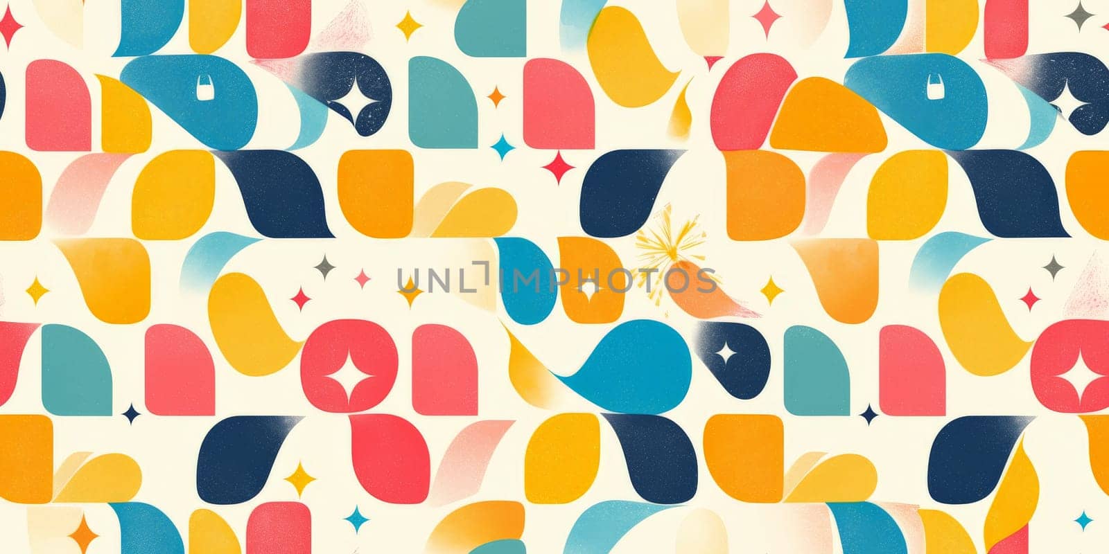 Colorful abstract 80s style seamless pattern. wall art paint. by Benzoix