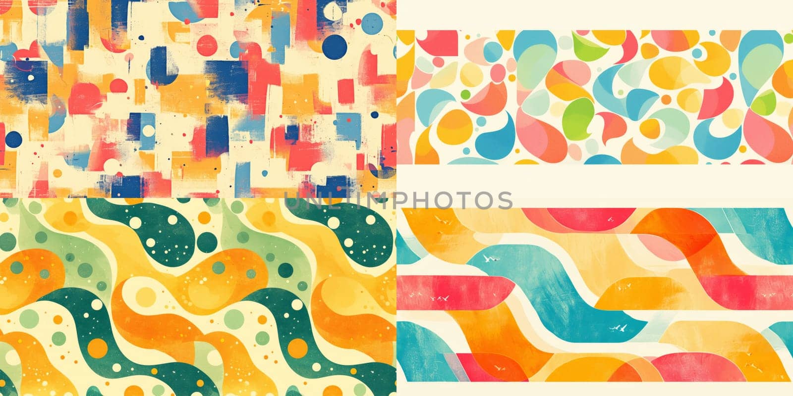 Colorful abstract 80s style seamless pattern. wall art paint