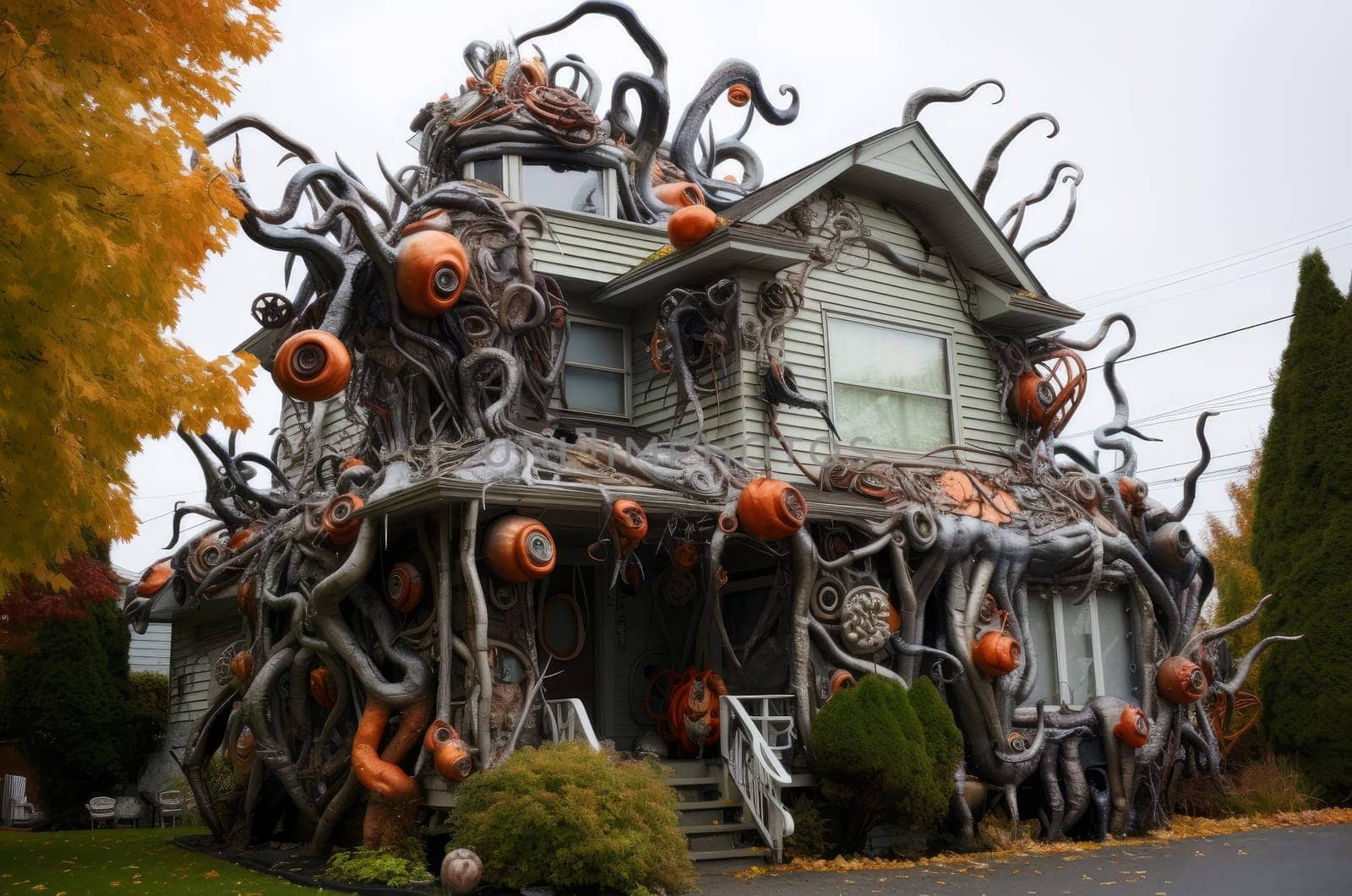 Man halloween house. Creepy holiday. Generate Ai