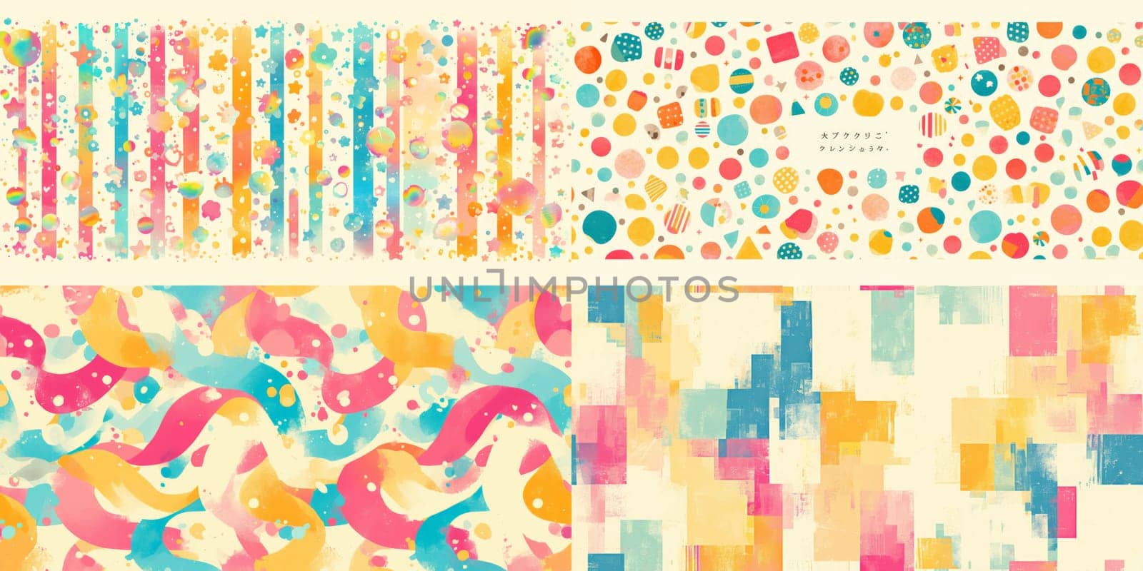 Colorful abstract 80s style seamless pattern. wall art paint