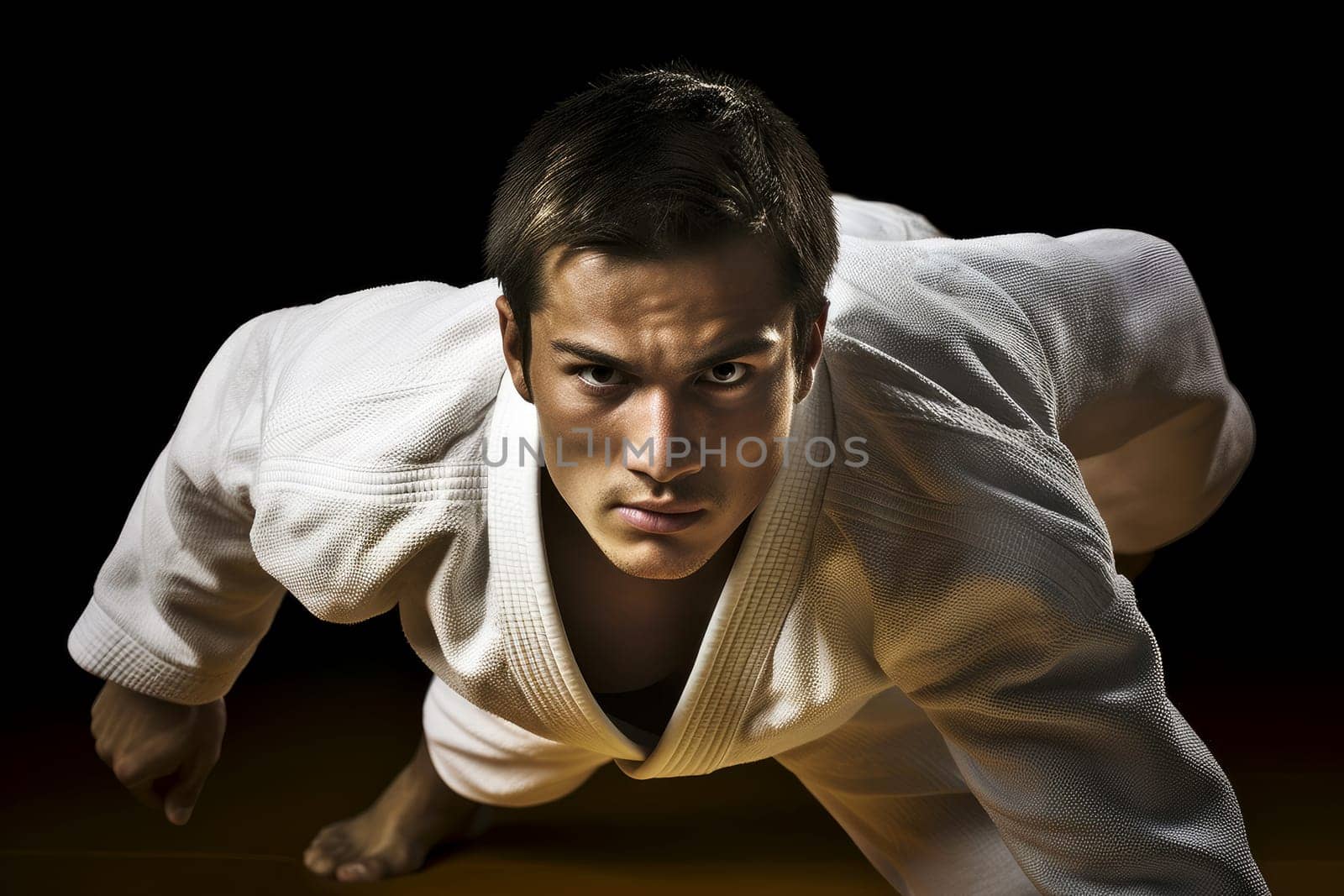 Talented man judo athlete. Master fight. Generate Ai