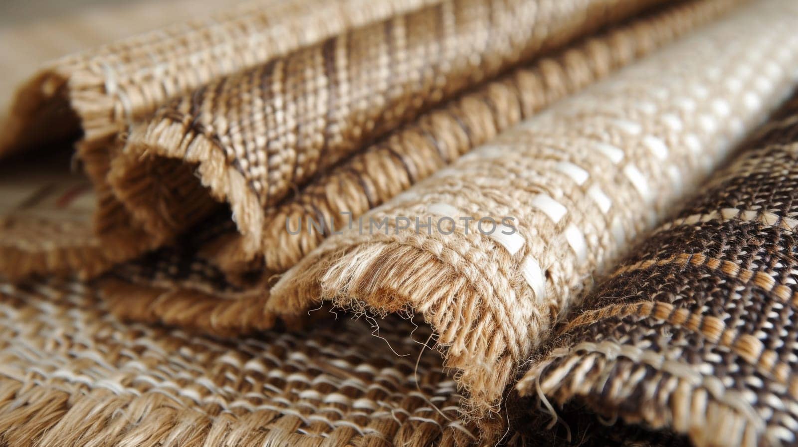 A close up of a pile of woven fabrics on top of each other