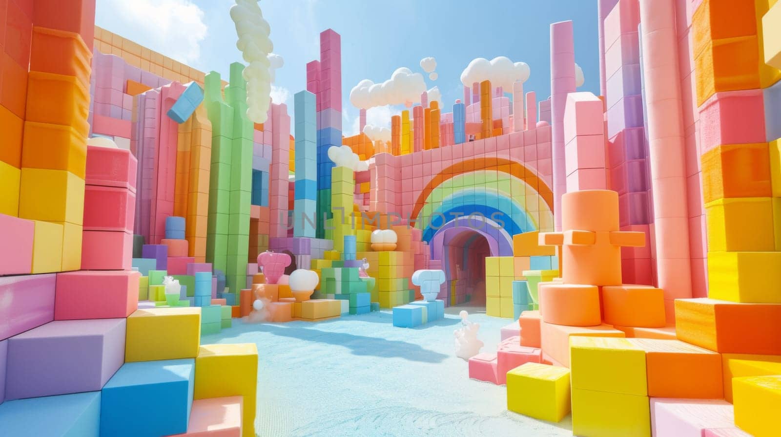 A colorful room with a rainbow in the middle of it, AI by starush