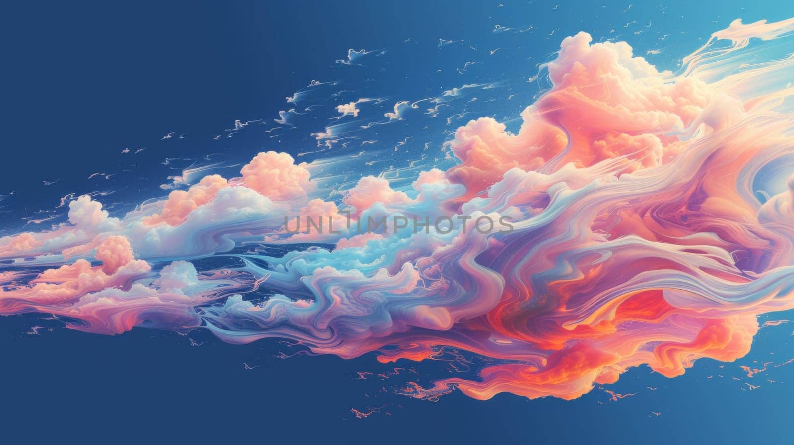 A painting of a cloud with some colorful swirls in it