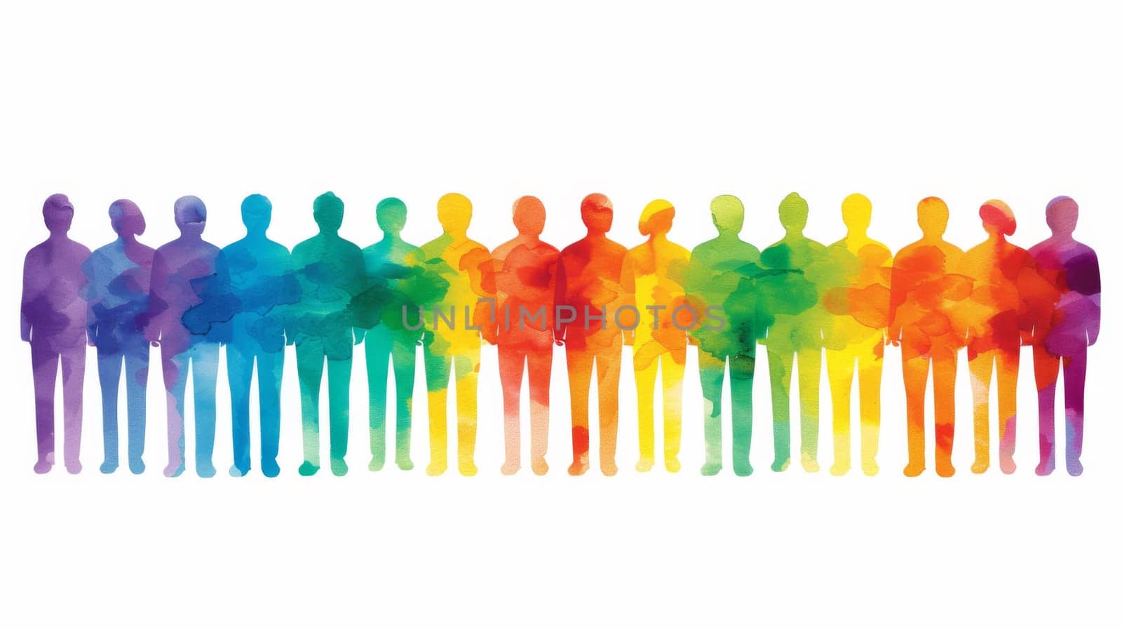 A group of people are painted in rainbow colors, AI by starush