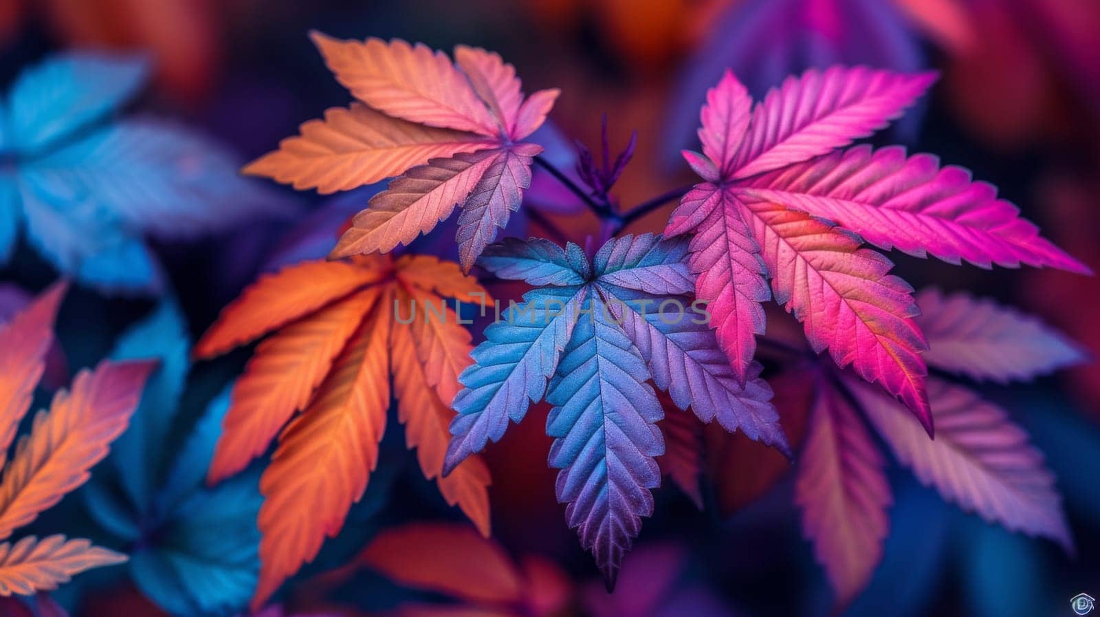 A close up of a colorful leaf with many colors