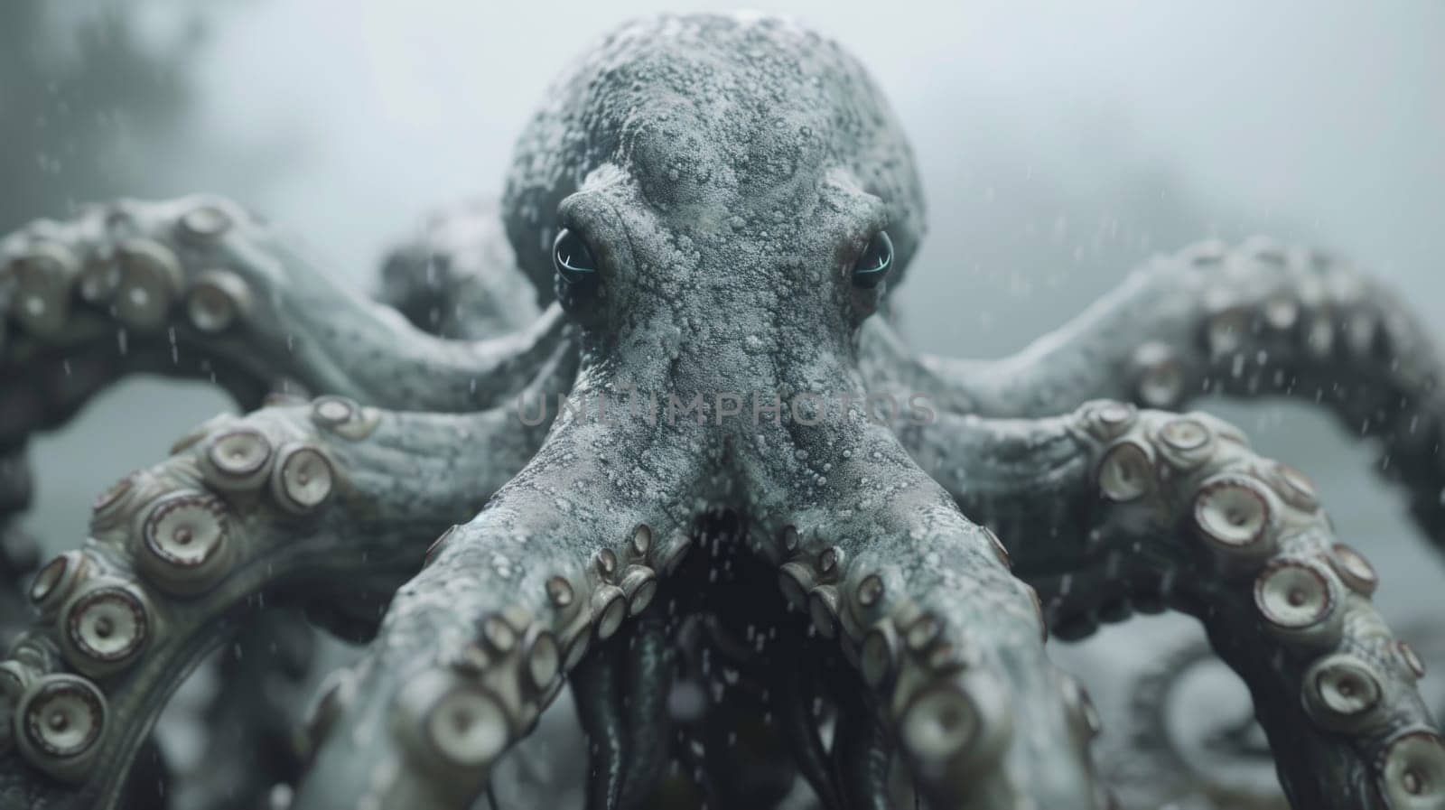 An octopus with large eyes and tentacles is shown in the water, AI by starush