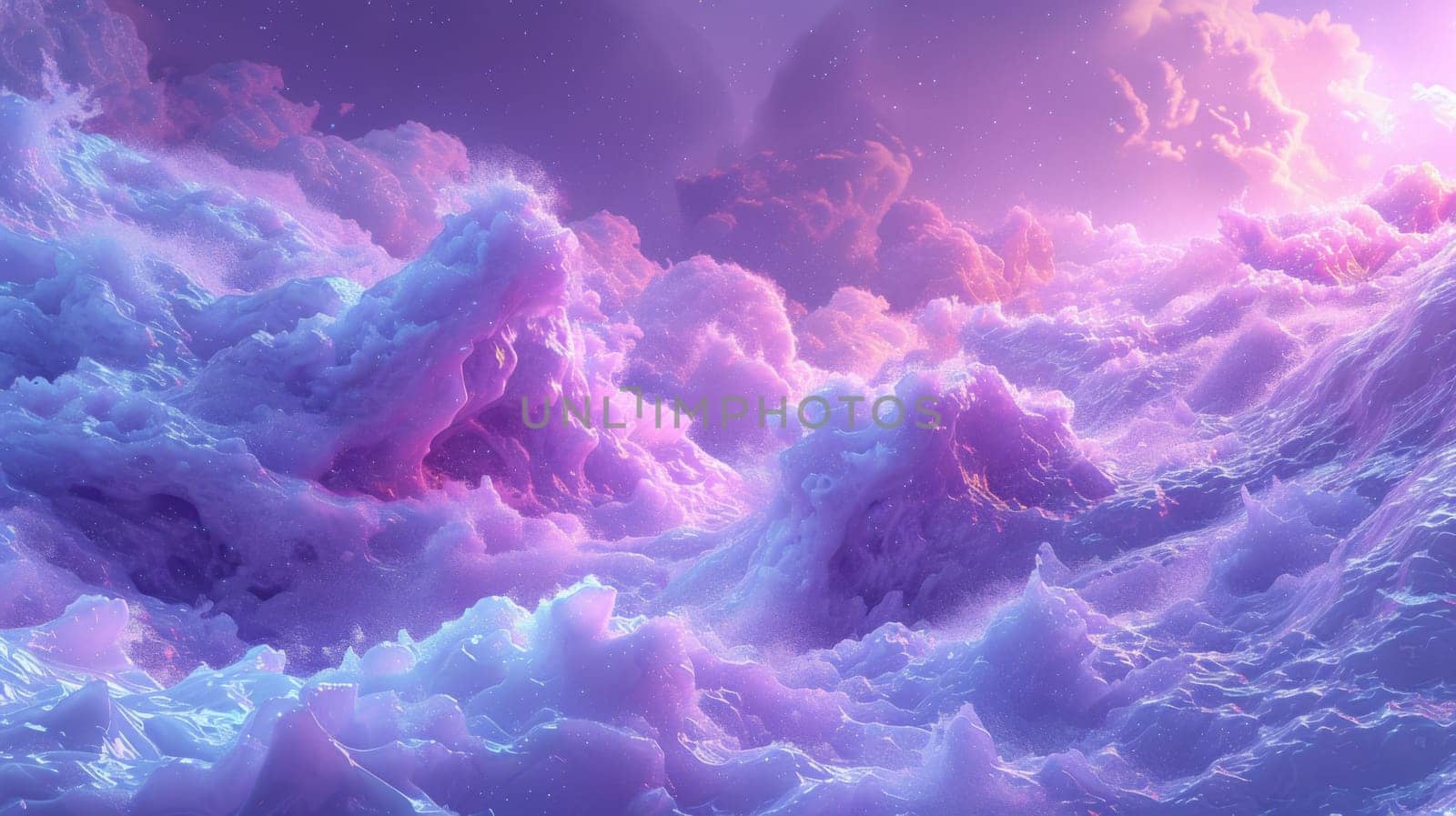 A very colorful and abstract painting of clouds in the sky, AI by starush