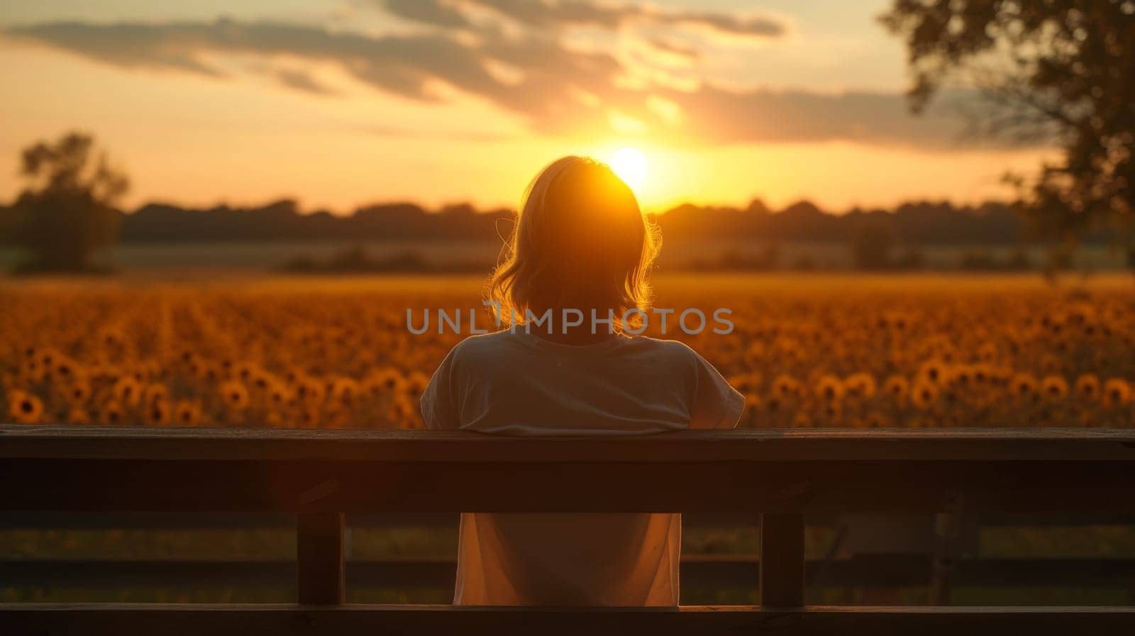 A person sitting on a bench looking at the sunset