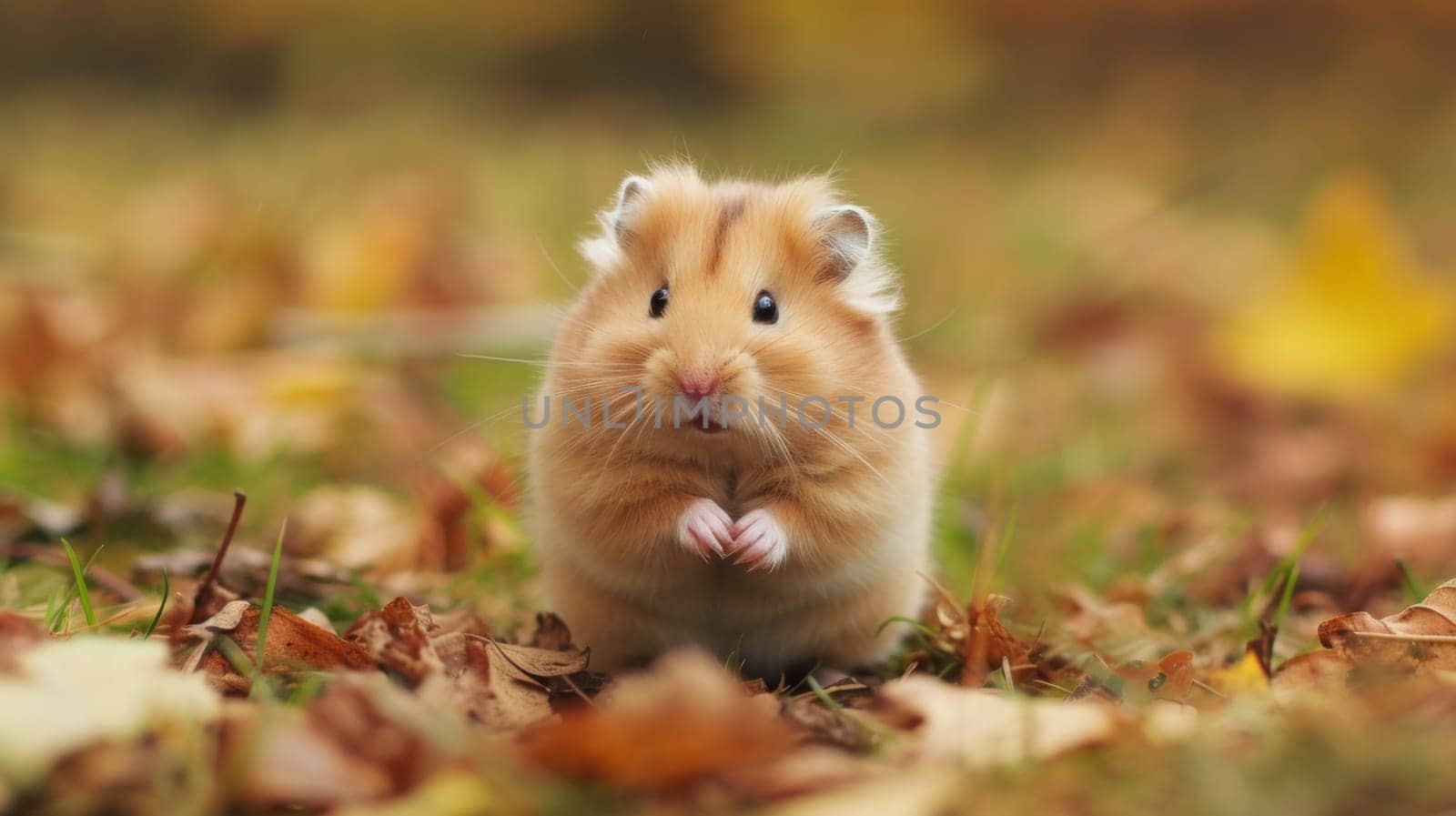 A small hamster is standing in the middle of a field, AI by starush