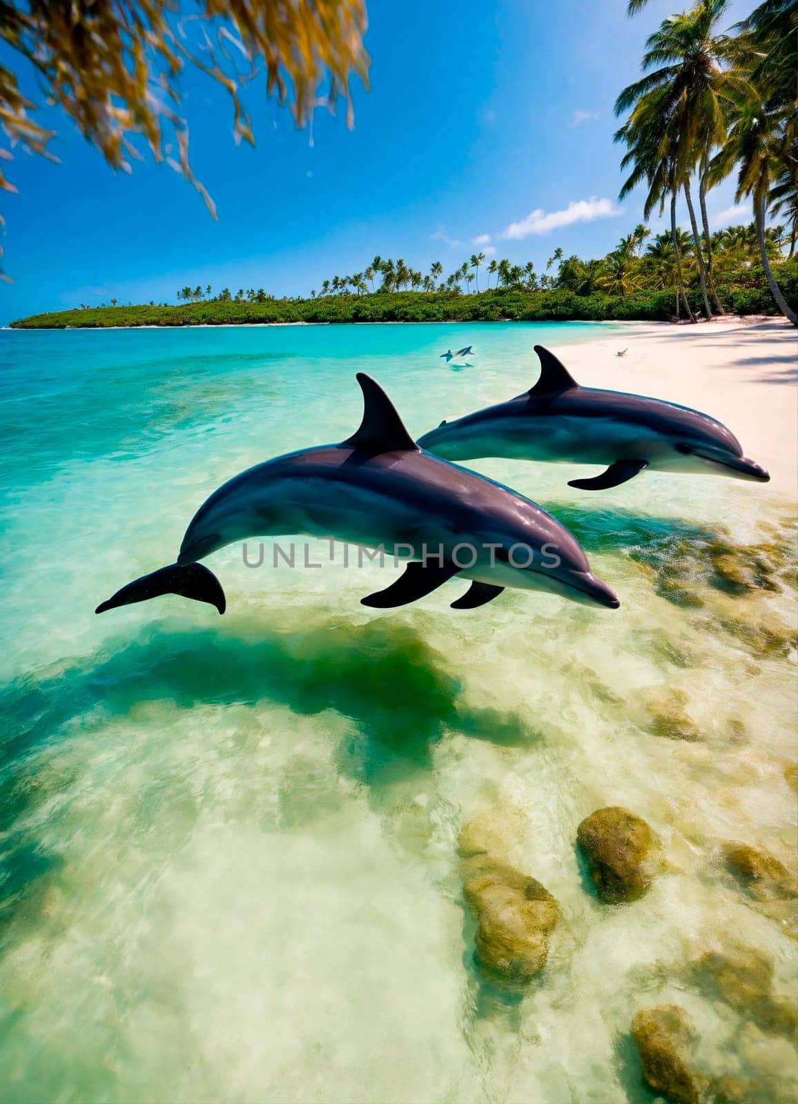 dolphins jump out of the sea. Selective focus. by yanadjana