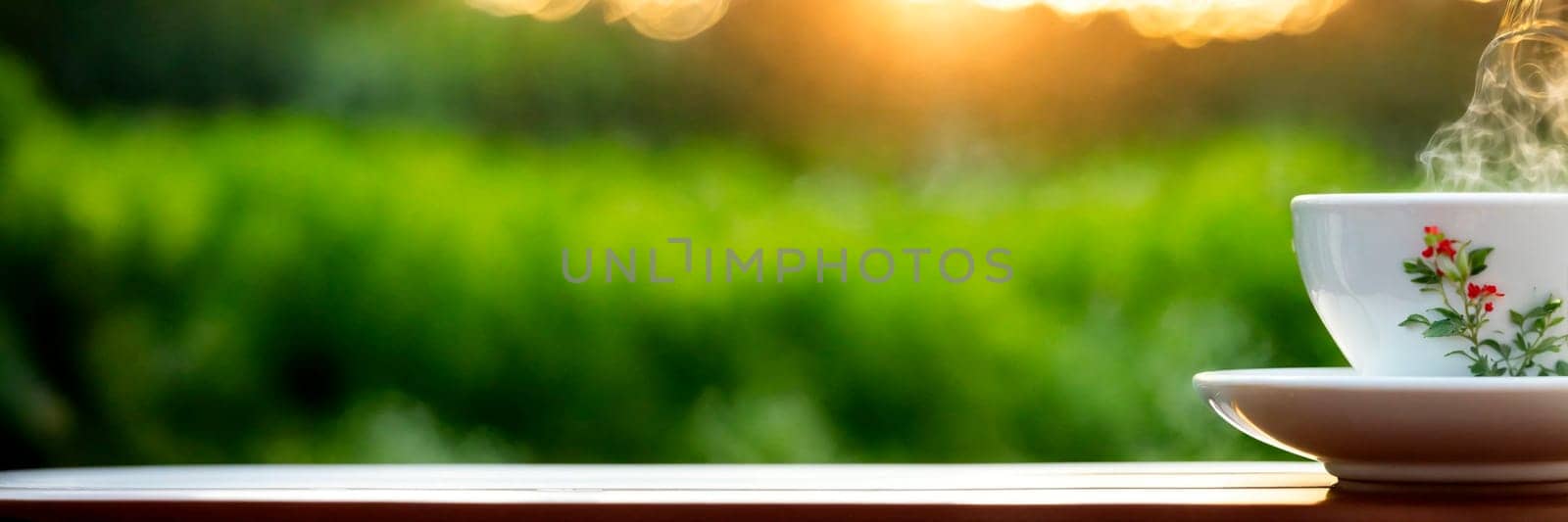 cup of tea on a tea plantation. Selective focus. by yanadjana