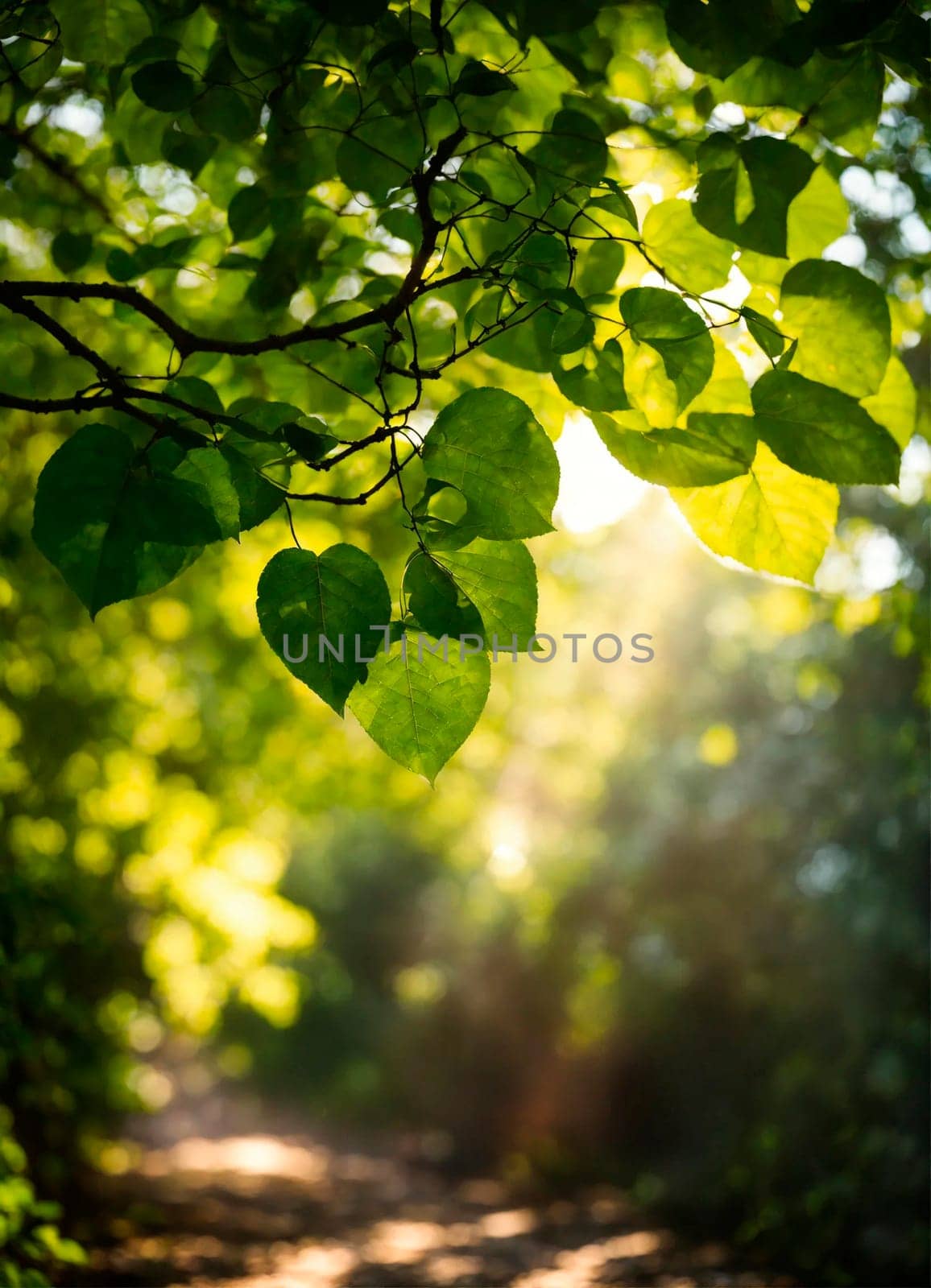 sun rays through the trees in the park. Selective focus. by yanadjana