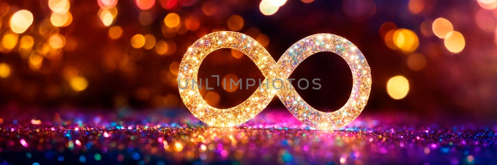 infinity sign on a shiny background. Selective focus. by yanadjana