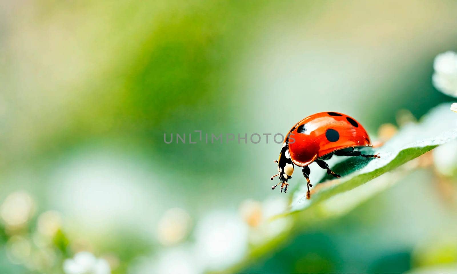 ladybug on the grass close-up. Selective focus. by yanadjana