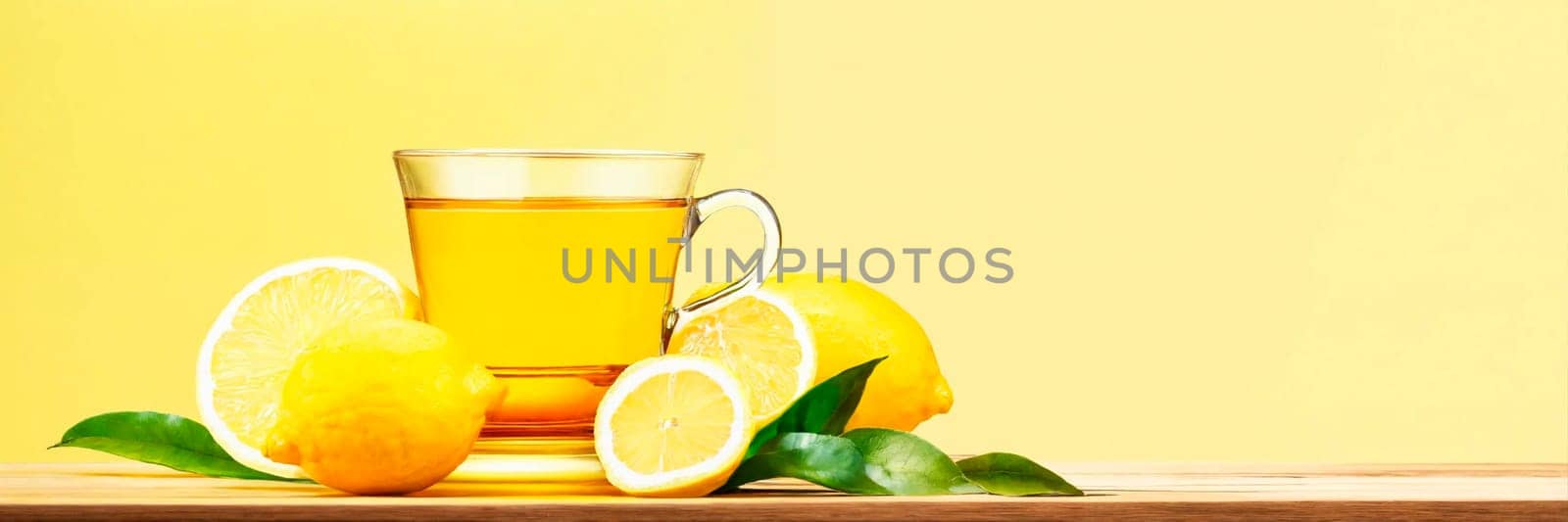 cup of tea and lemon on the table. Selective focus. drink.