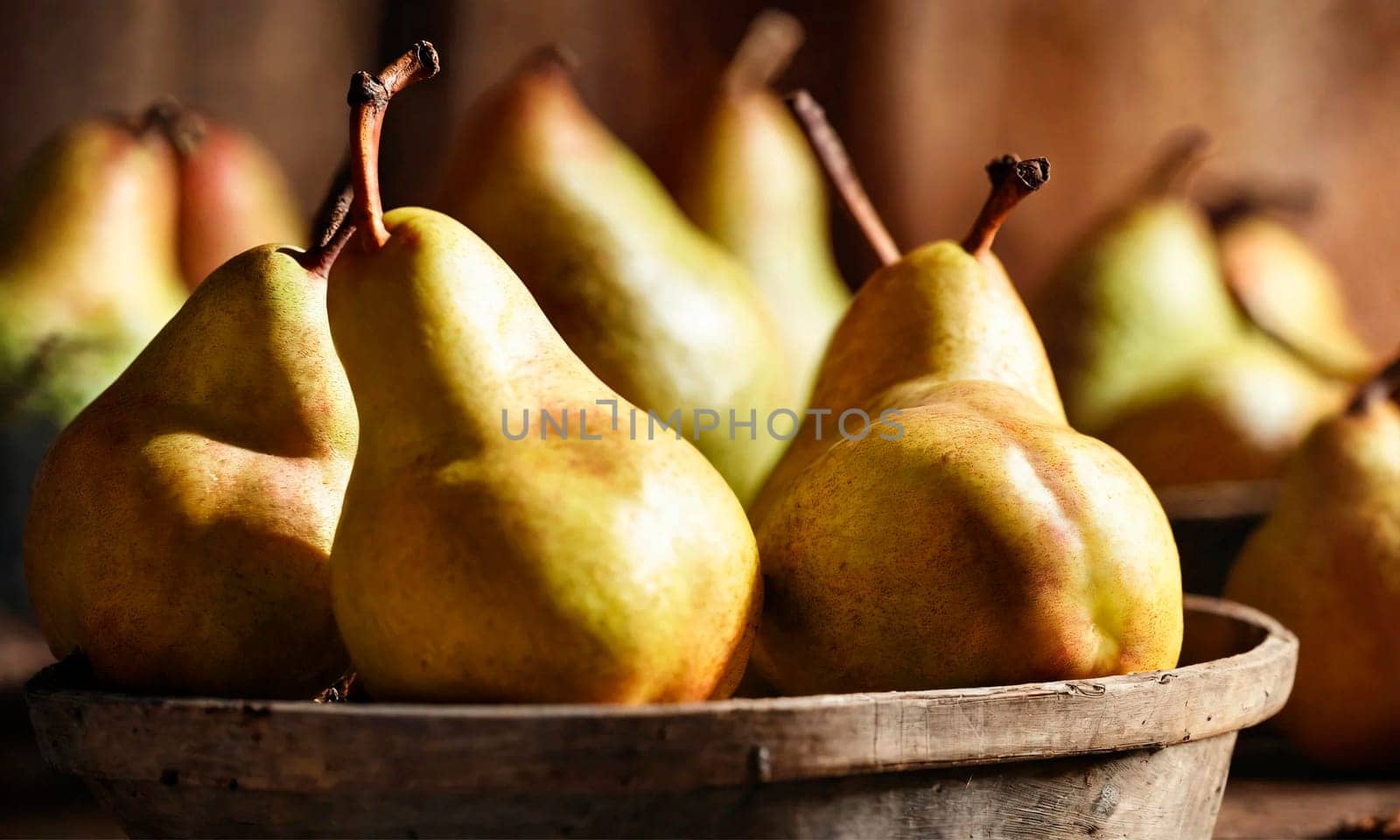 pear harvest close-up on the table. Selective focus. by yanadjana