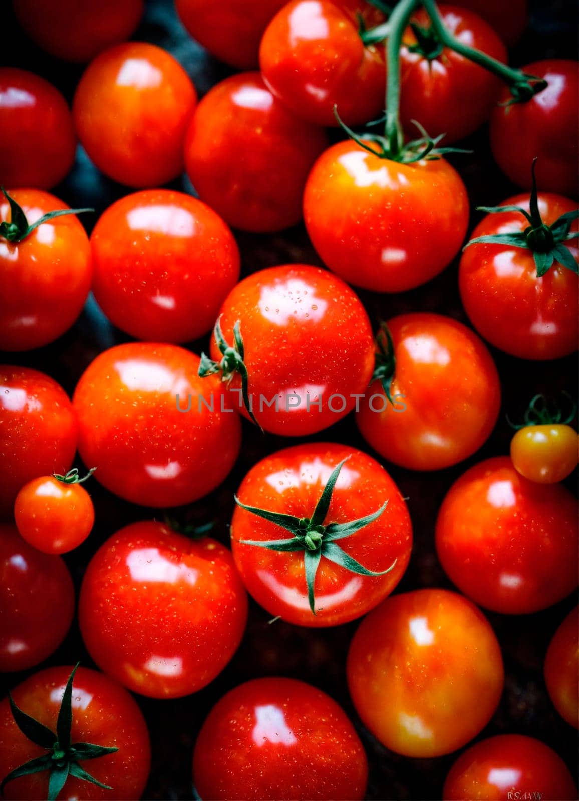 harvest of tomatoes in the garden. Selective focus. by yanadjana