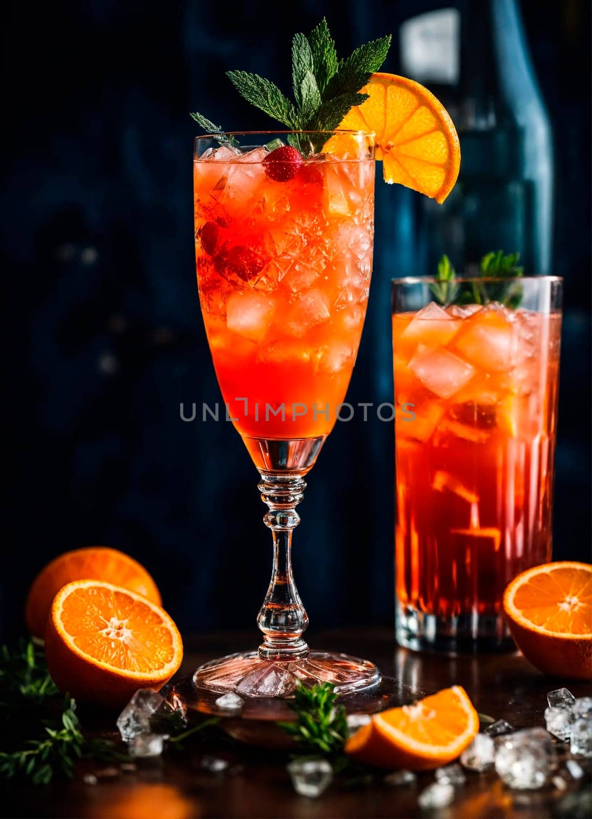 Aperol cocktail in a glass. Selective focus. by yanadjana