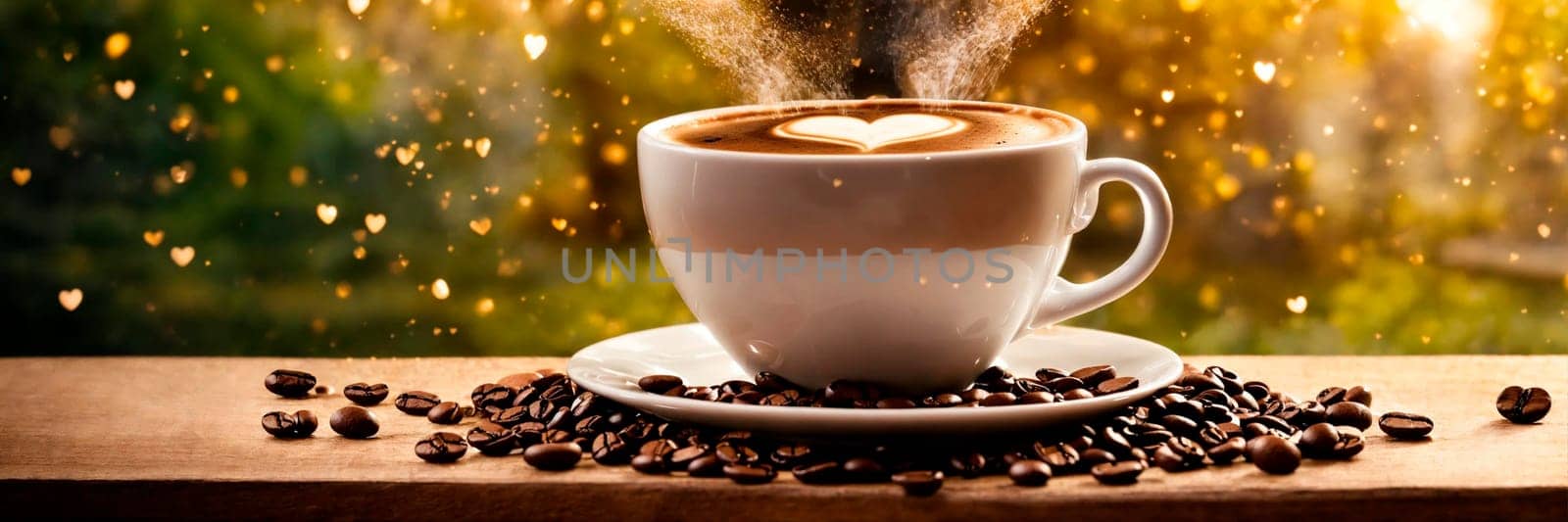 cup of coffee with a heart on the table. Selective focus. by yanadjana