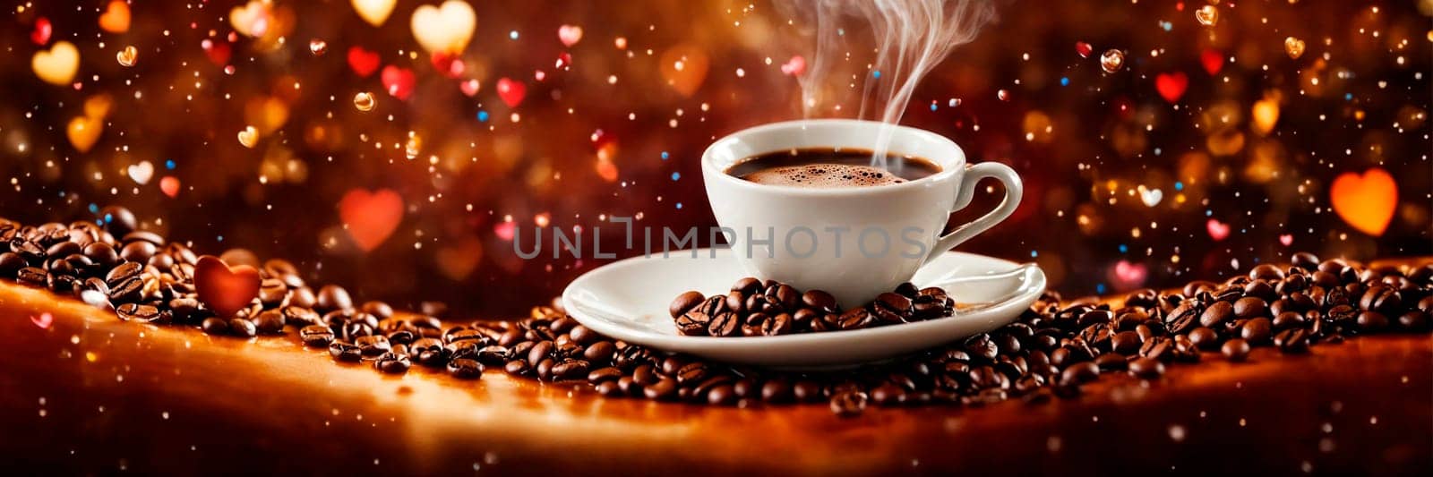 cup of coffee with a heart on the table. Selective focus. by yanadjana