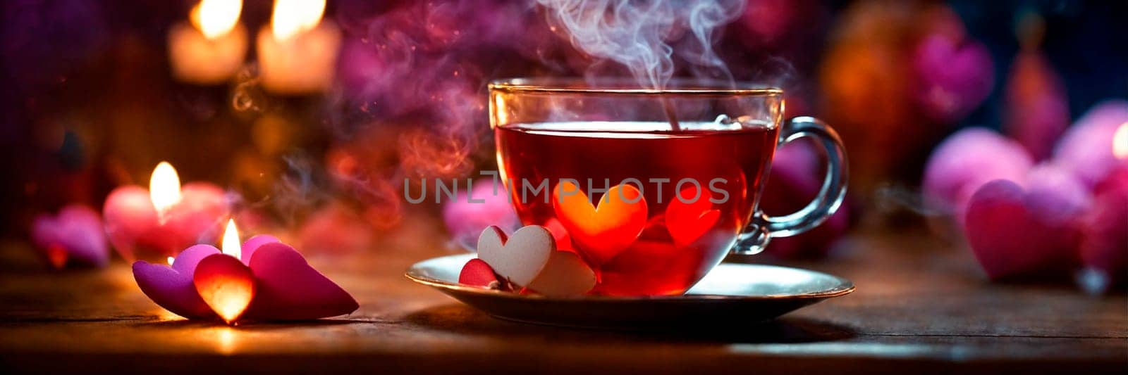 cup of tea with a heart on the table. Selective focus. drink.