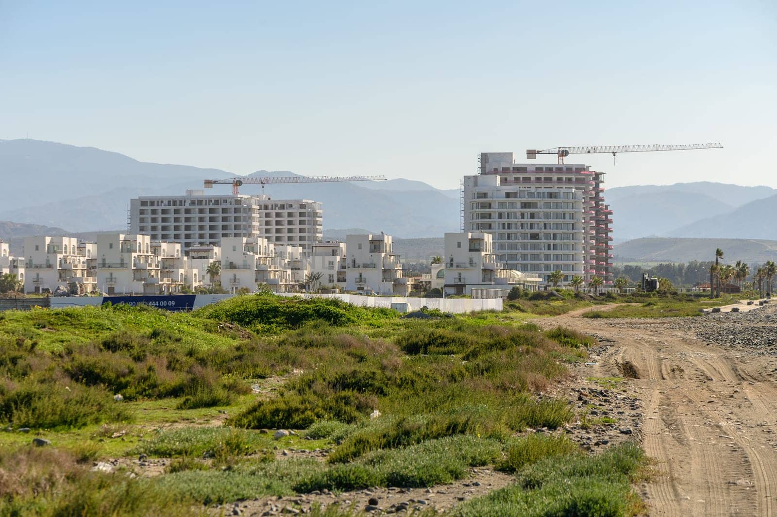 residential complex with white houses in winter in Cyprus 1