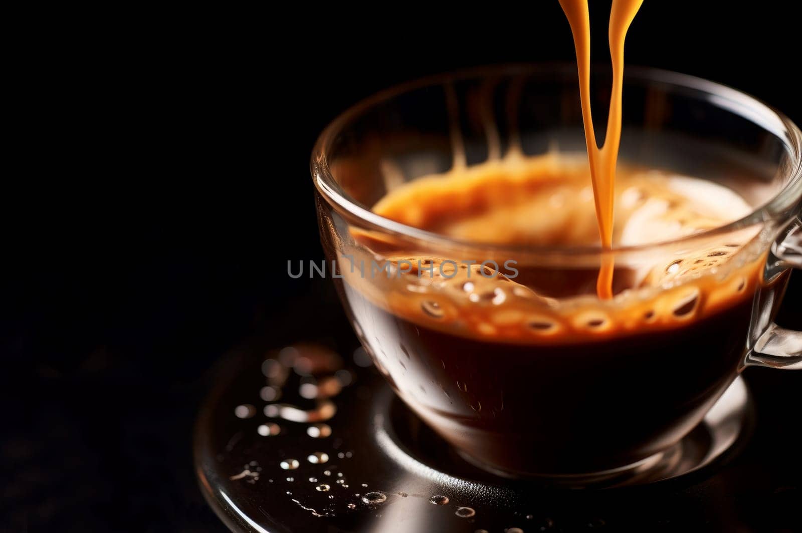 Espresso foam cup shot. Generate Ai by ylivdesign