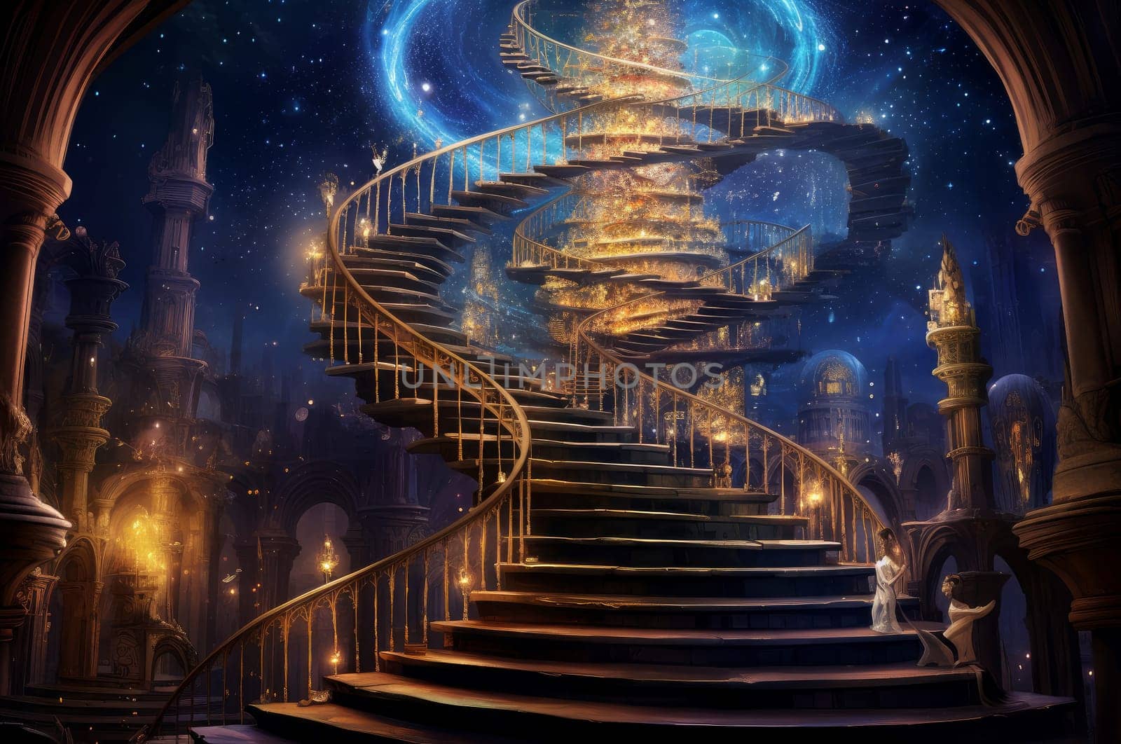 Mysterious Magical infinite staircase. Generate Ai by ylivdesign