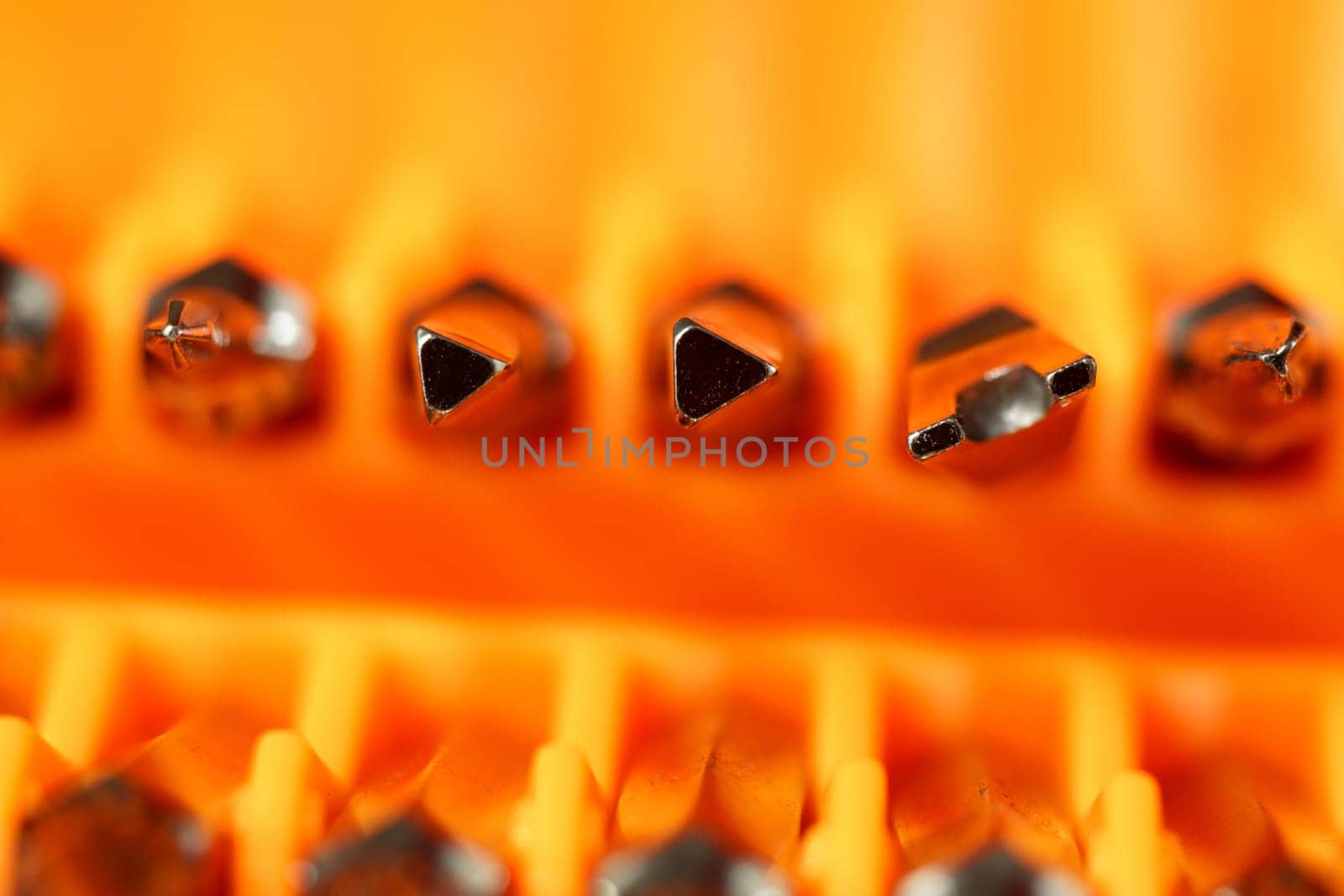 Set of screwdriver tools close-up macro. Selective focus