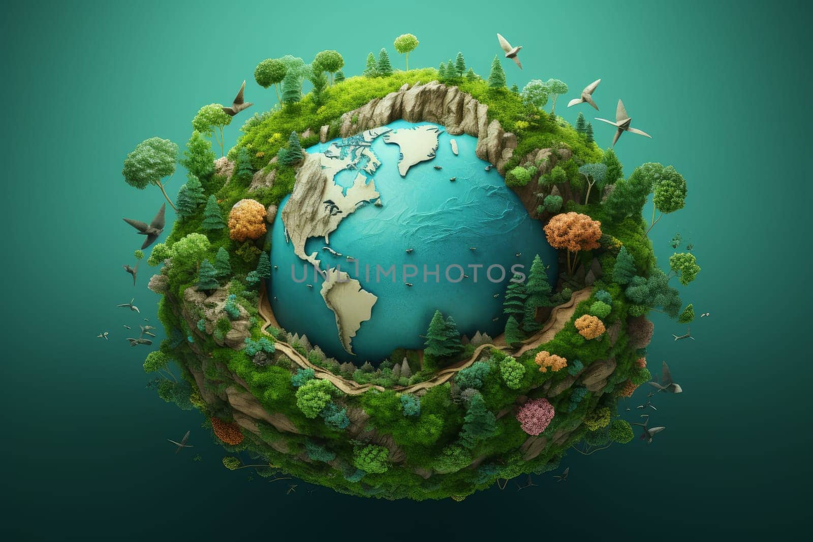 Celebratory Happy earth day. Generate Ai by ylivdesign