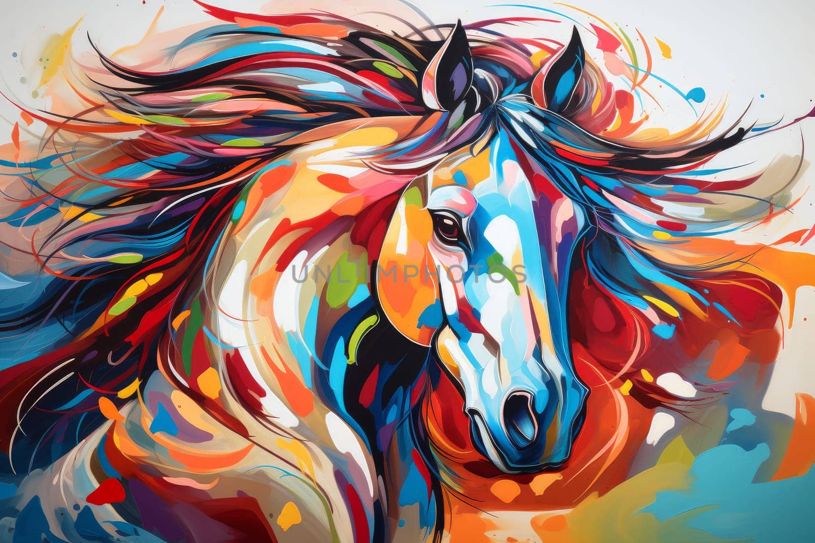 Intriguing Head of abstract horse. Generate Ai by ylivdesign