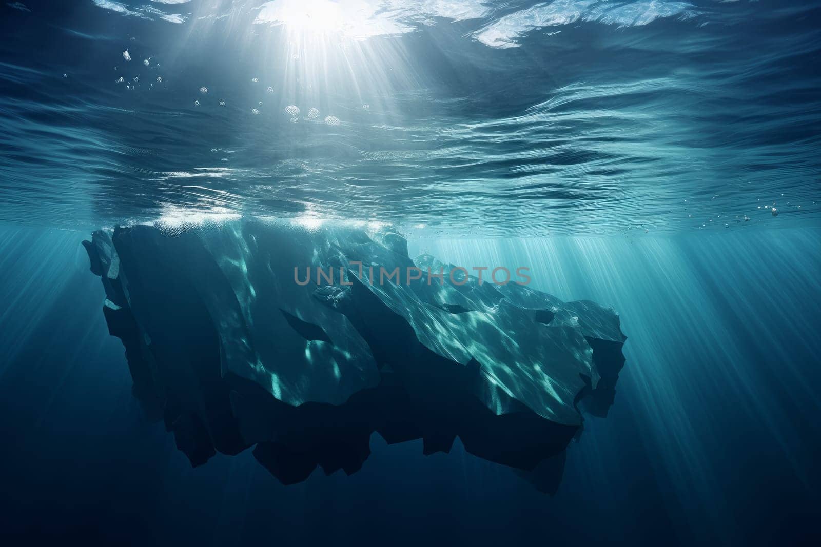 Dazzling Underwater iceberg. Generate Ai by ylivdesign
