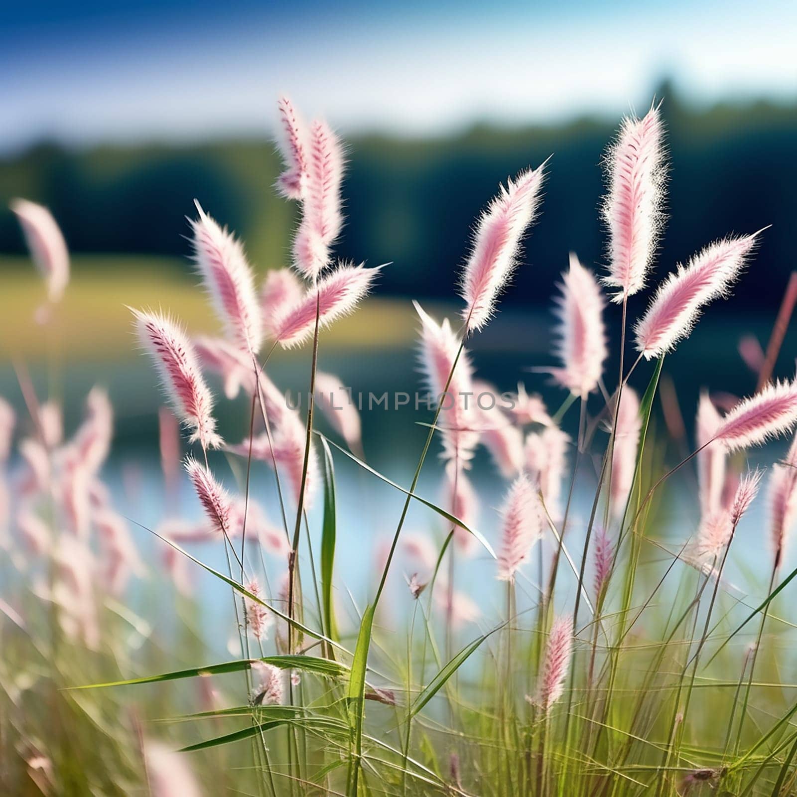 Wild Grass in a Beautiful Nature Background by Petrichor