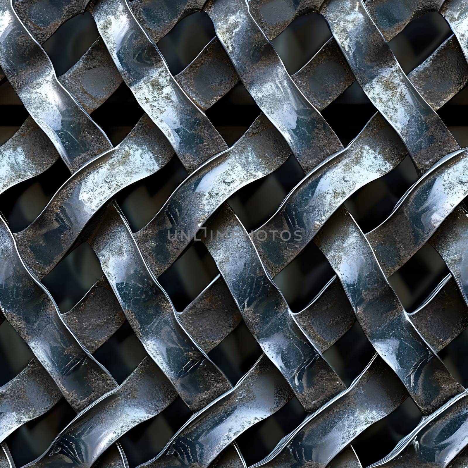 Seamless metal pattern texture. Neural network generated image. Not based on any actual scene or pattern.