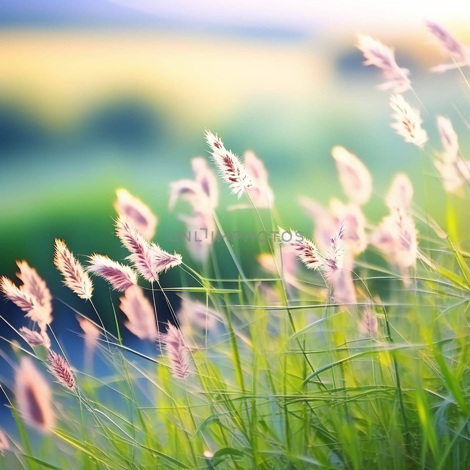 A Lush Green Background Adorned with Wild Grass