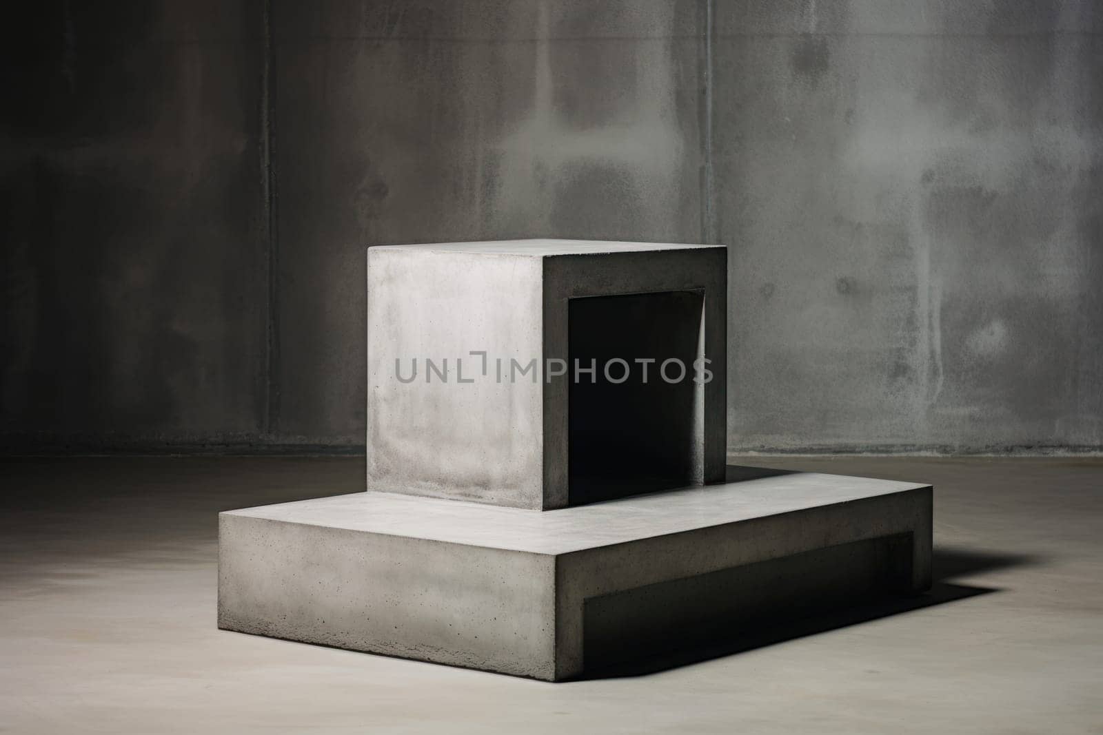 Textured Stone concrete podium. Generate Ai by ylivdesign