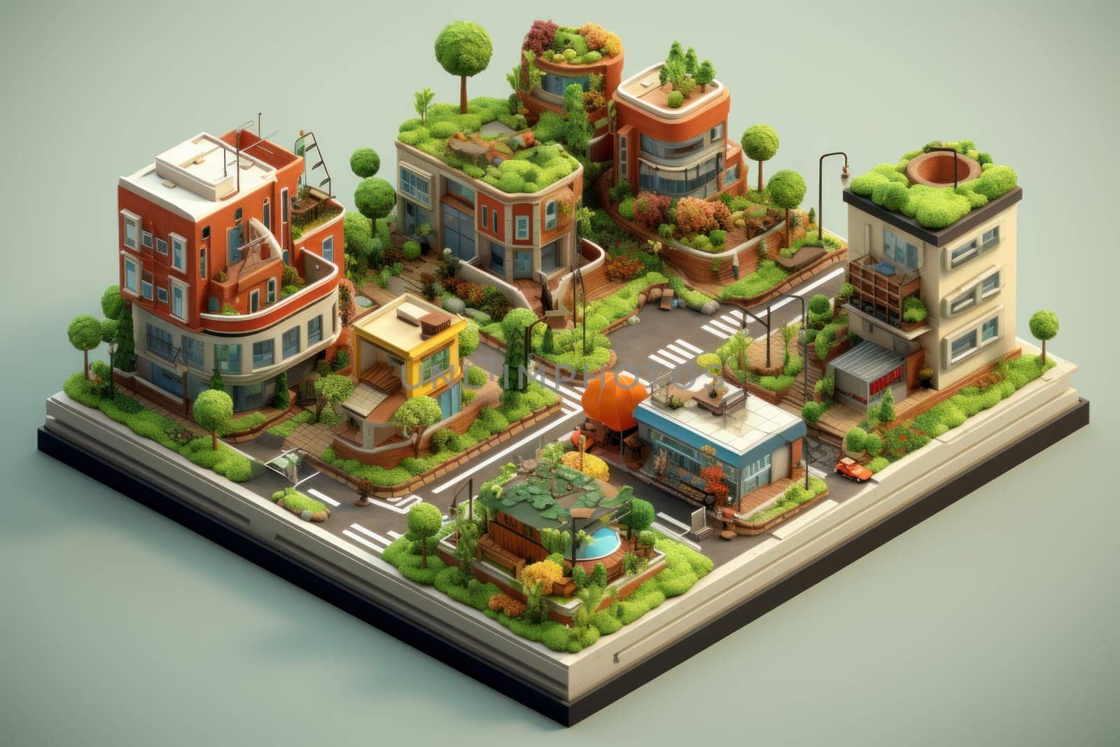 Eco-friendly Scheme of green city. Generate Ai by ylivdesign