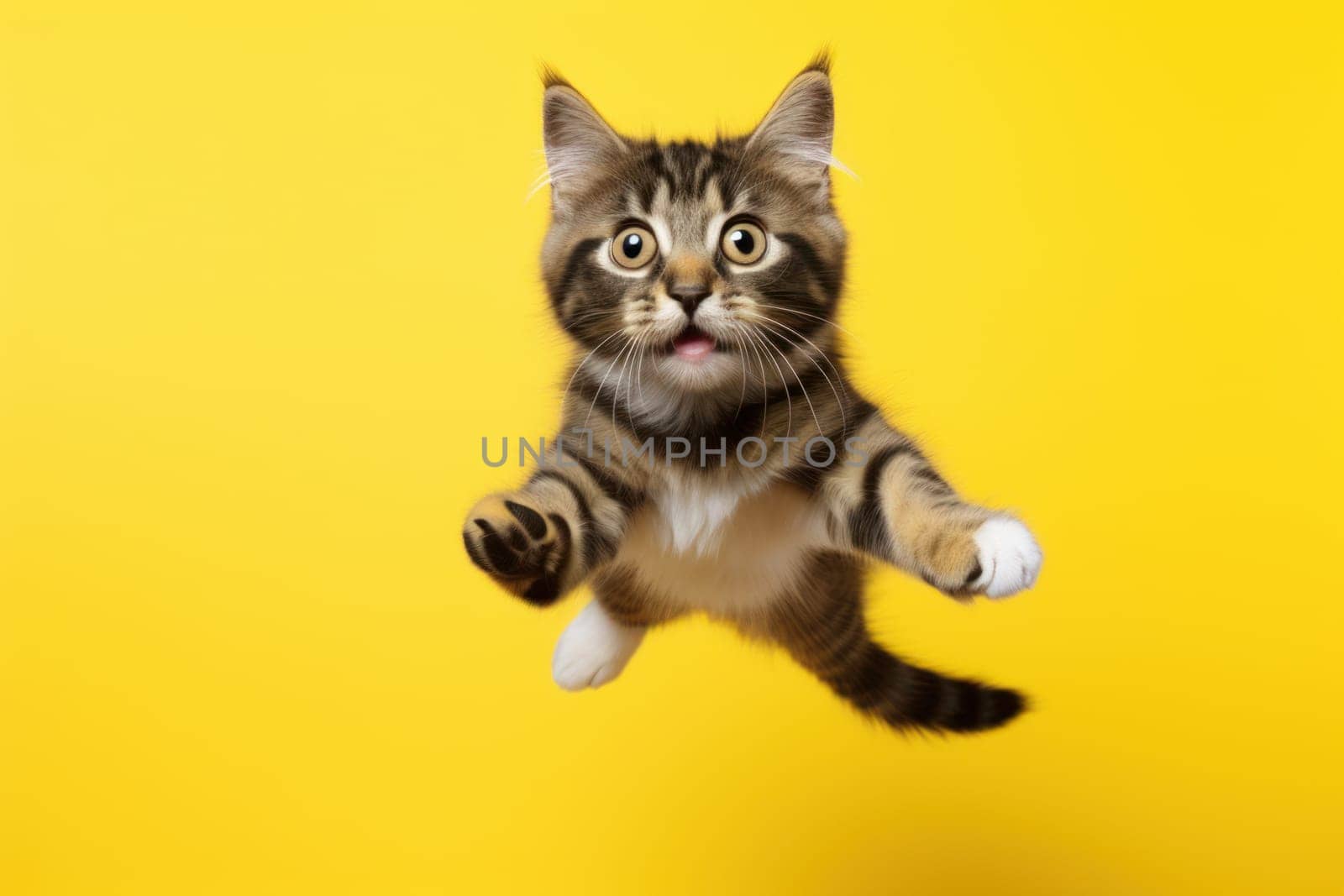 Playful Jumping cat background. Generate Ai by ylivdesign