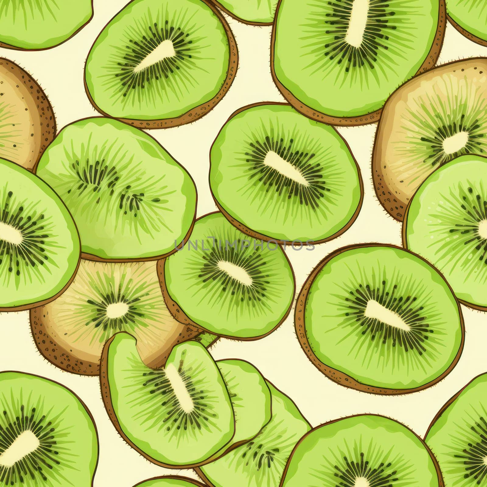 Intricate Kiwi fruits pattern. Generate Ai by ylivdesign