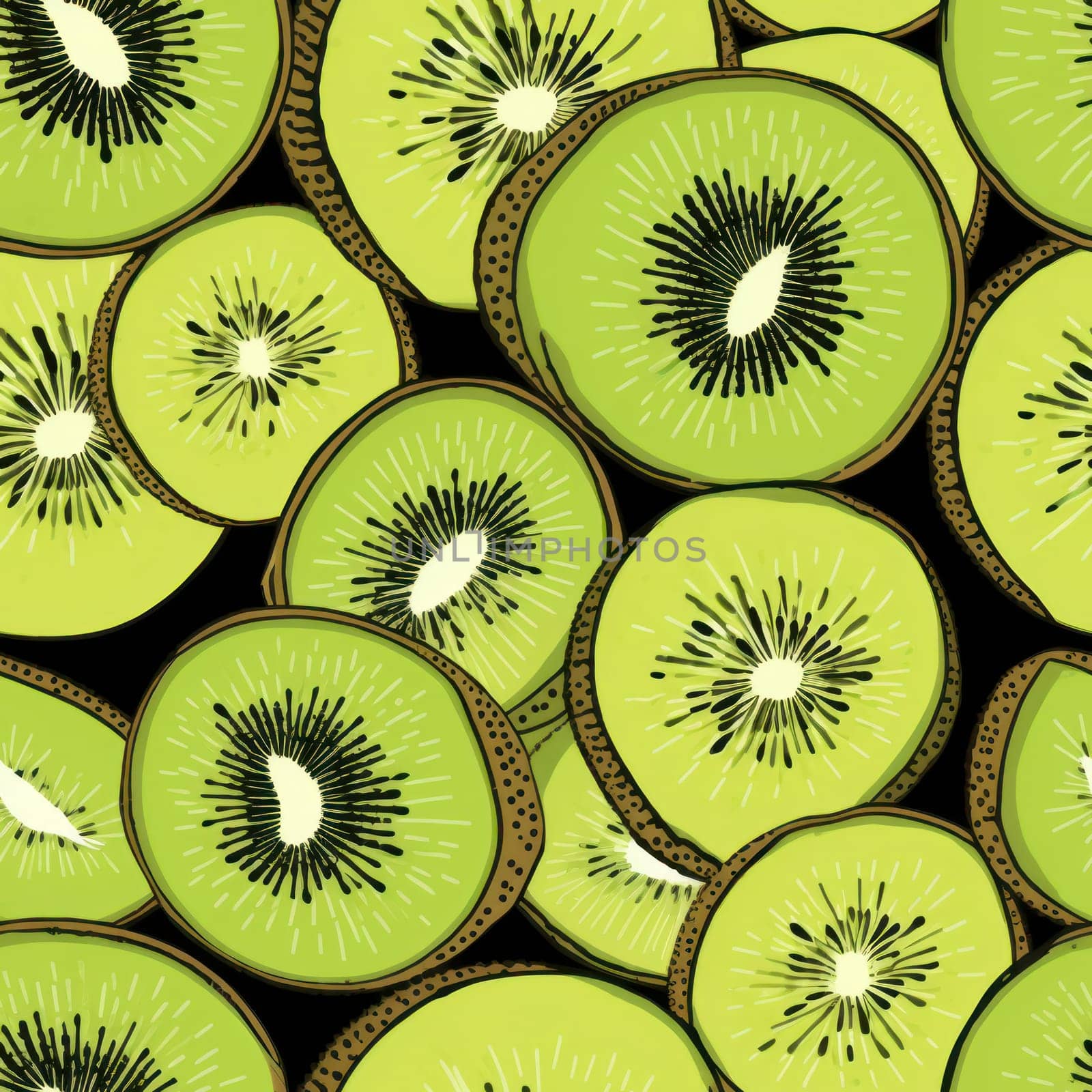 Repetitive Kiwi fruits pattern. Generate Ai by ylivdesign