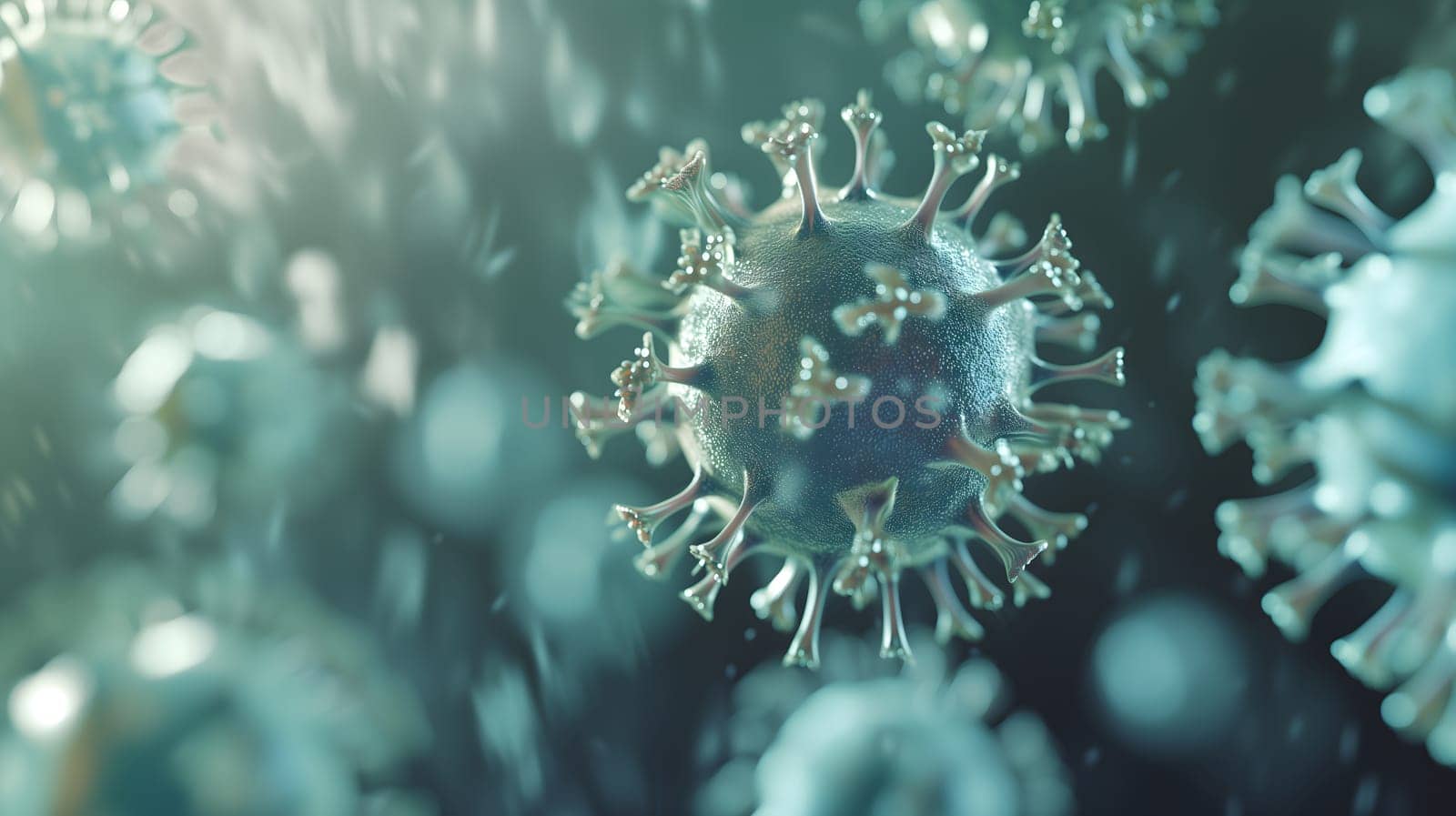 many coronaviruses micro scene background by z1b