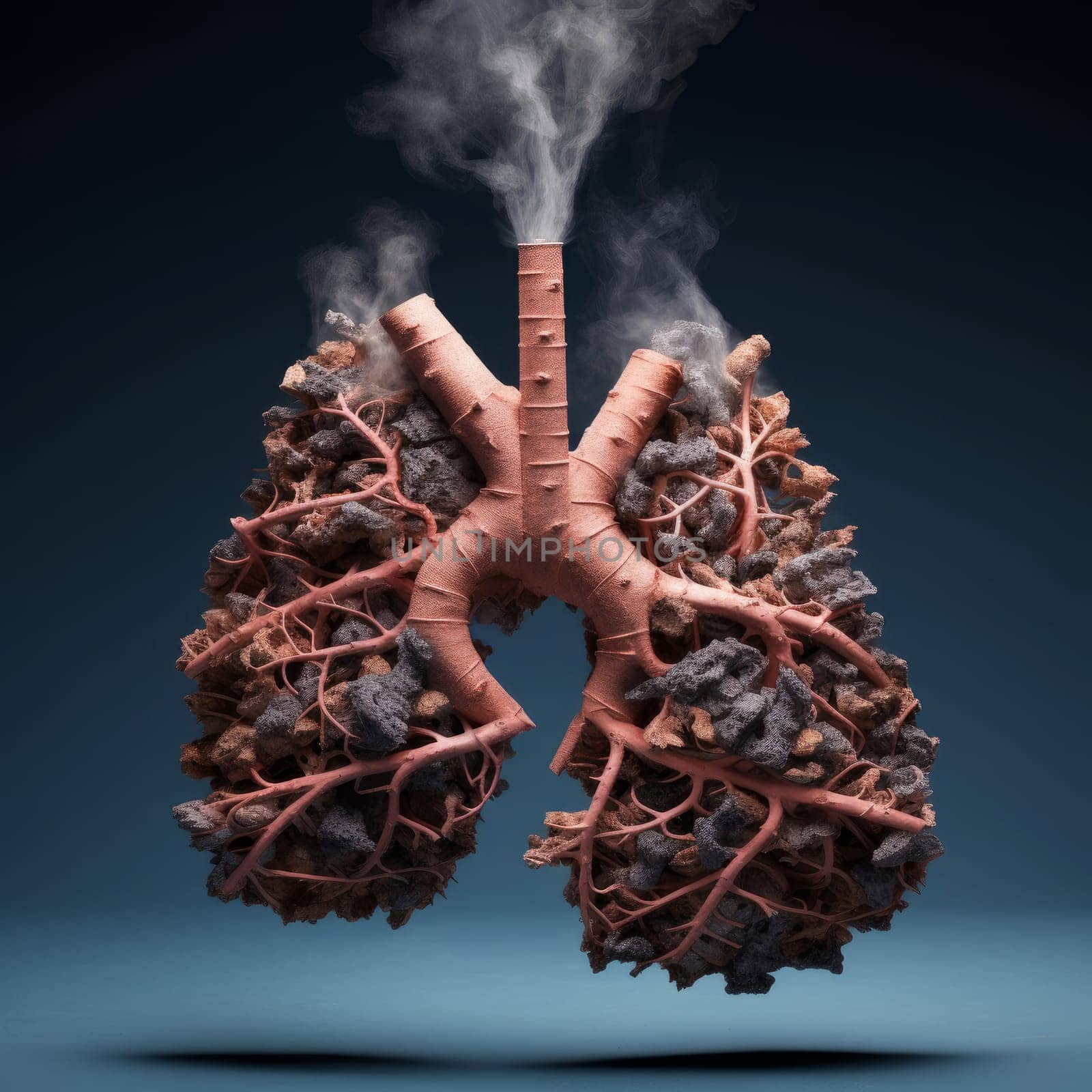 Darkened Lungs after smoking. Generate Ai by ylivdesign