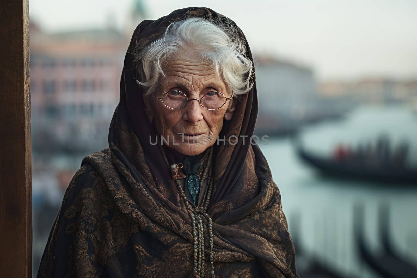 Captivating Old woman venice. Generate Ai by ylivdesign