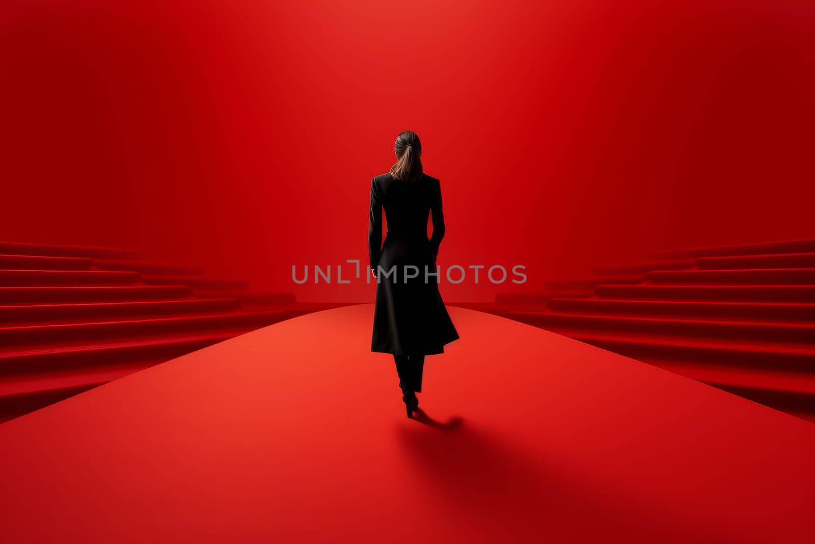 Glamorous Woman jacket red carpet. Generate Ai by ylivdesign