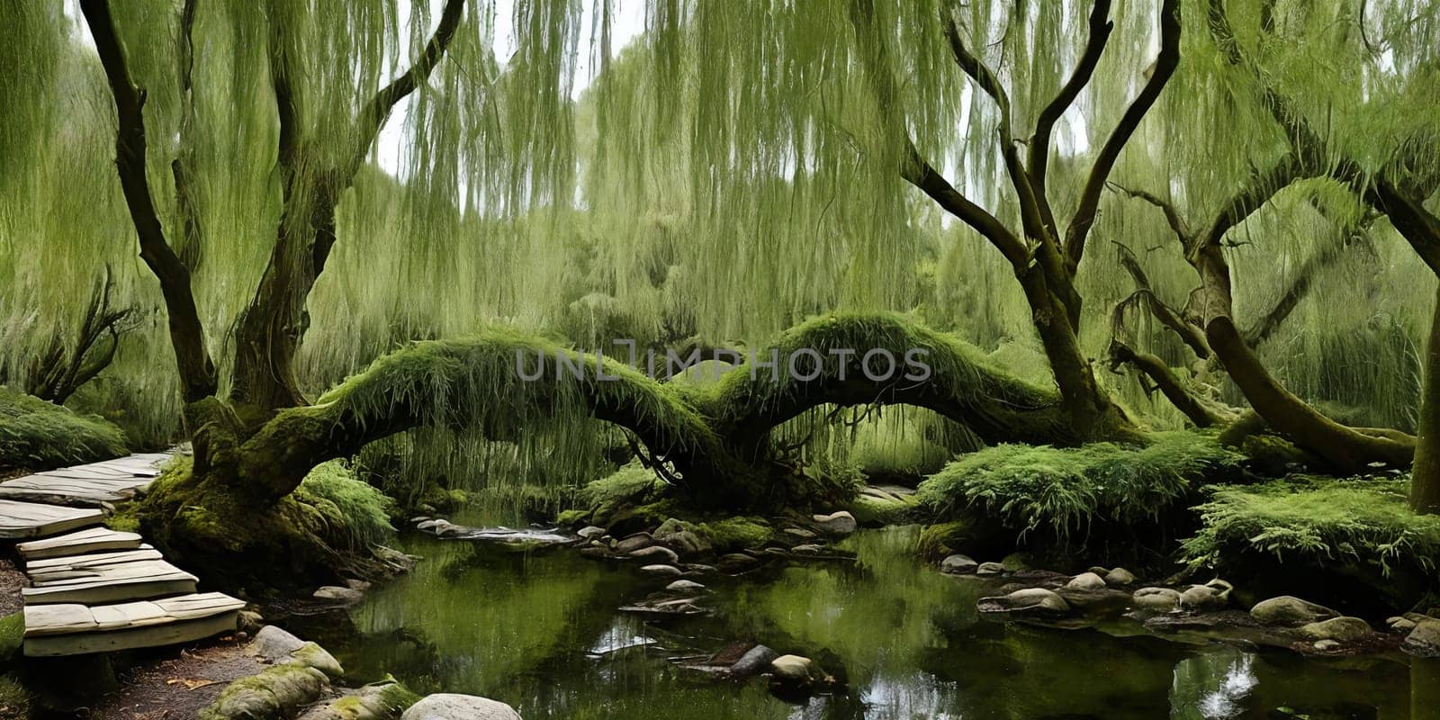 Whispering Willow Grove. Beneath ancient willow trees, their long branches trailing in a silver river, tiny doors appear. Fairies, sprites, and woodland creatures gather here, sharing secrets and laughter.