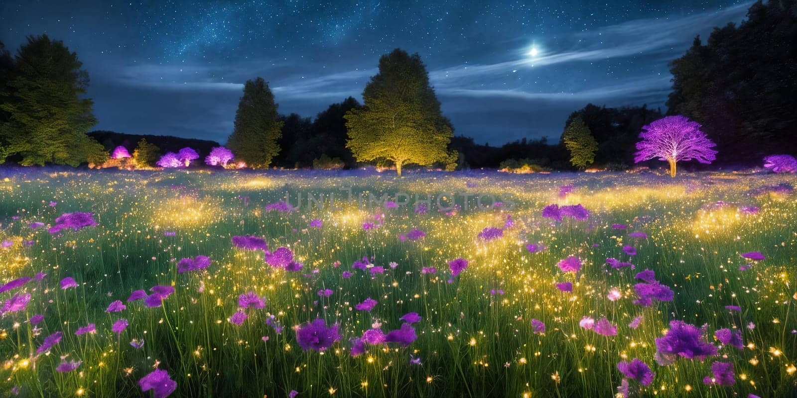 Stardust Meadow. At twilight, a meadow blooms with luminescent flowers. Each petal holds stardust, and as night falls, they release their magic. The otherworldly glow and the promise of wishes granted.