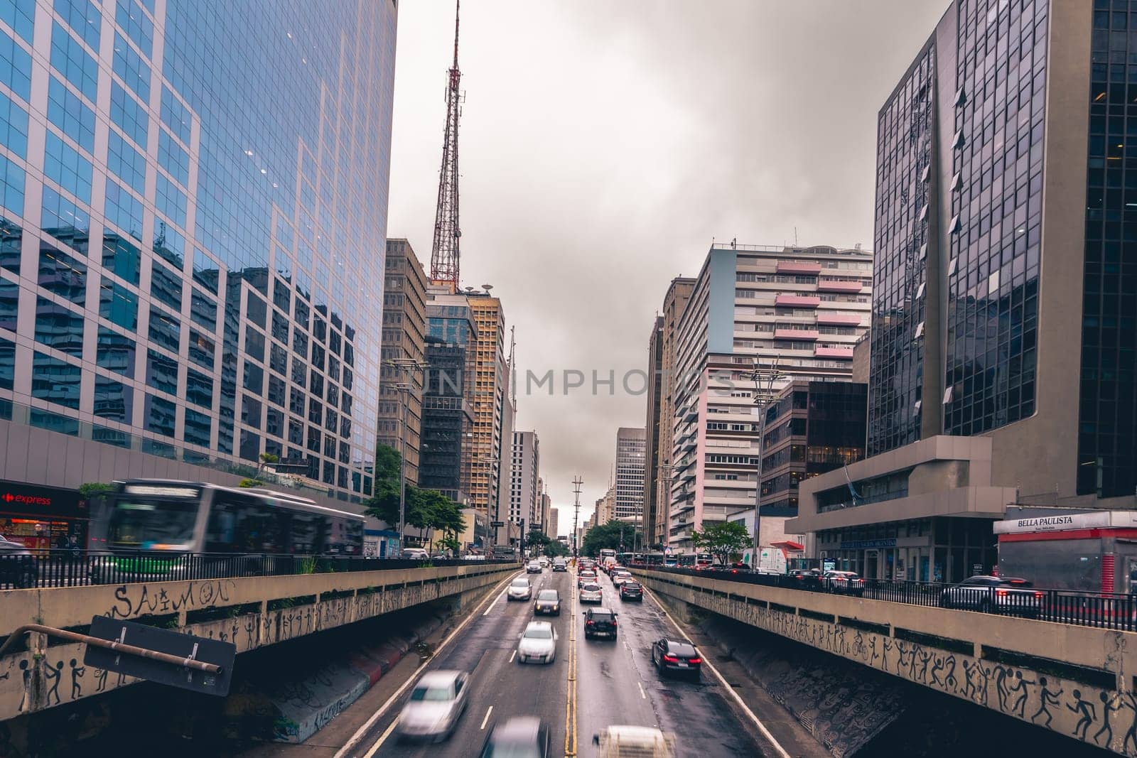 Low angle view from Paulista Avenue, São Paulo Brazil. Februari 19 2024.