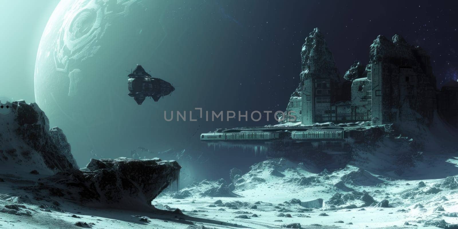 Futuristic Space Station on Icy Planet. Resplendent. by biancoblue