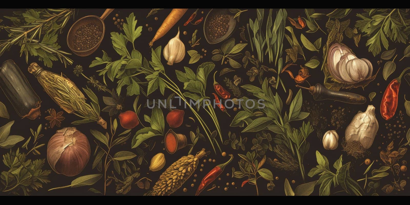 drawing seamless pattern with vegetables and fruits at white background hand drawn illustration. by Benzoix